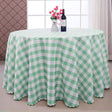 Polyester Checkered Round Tablecloth White/Apple Green - YauSpark