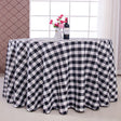 Polyester Checkered Round Tablecloth White/Black - YauSpark