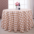 Polyester Checkered Round Tablecloth White/Light Coffee - YauSpark
