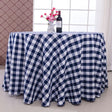 Polyester Checkered Round Tablecloth White/Navy Blue - YauSpark
