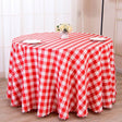 Polyester Checkered Round Tablecloth White/Red - YauSpark