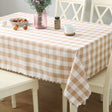 Polyester Checkered Square Tablecloth White/Brown - YauSpark