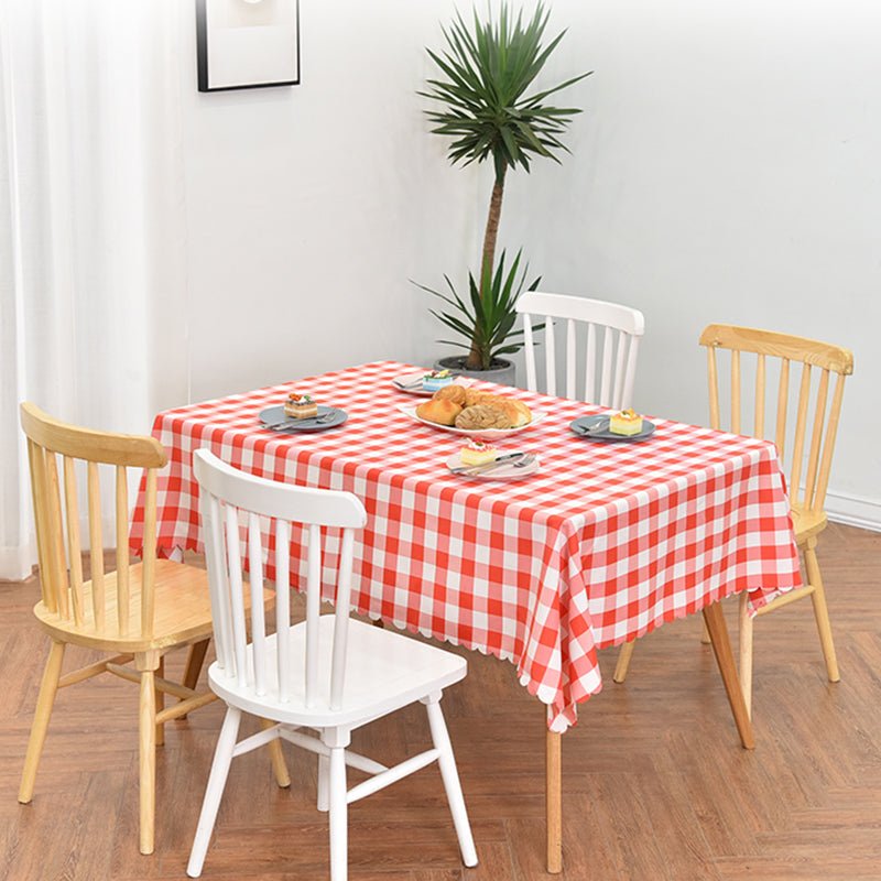 Polyester Checkered Square Tablecloth White/Dark Coffee - YauSpark