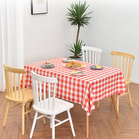Polyester Checkered Square Tablecloth White/Dark Coffee - YauSpark