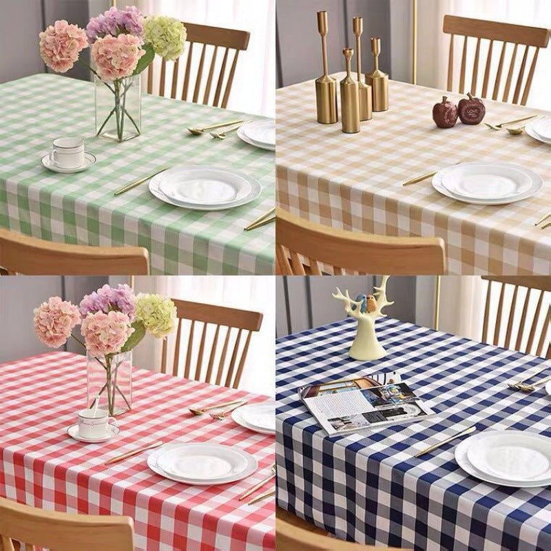 Polyester Checkered Square Tablecloth White/Dark Coffee - YauSpark