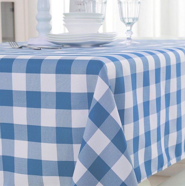 Polyester Checkered Square Tablecloth White/Dark Coffee - YauSpark