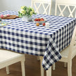 Polyester Checkered Square Tablecloth White/Navy Blue - YauSpark