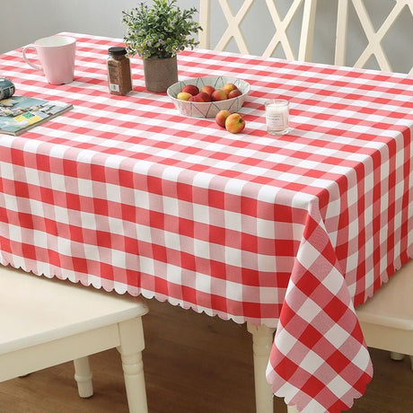 Polyester Checkered Square Tablecloth White/Red - YauSpark