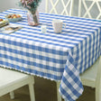 Polyester Checkered Square Tablecloth White/Sky Blue - YauSpark