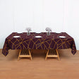 Polyester Rectangle Tablecloth With Gold Foil Geometric Pattern 90"x156" Wine Red - YauSpark