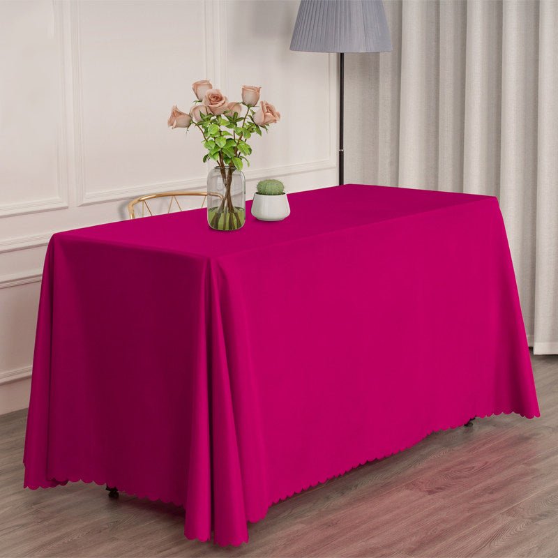 Polyester Rectangular Tablecloth 90"x156" Rose Red - YauSpark