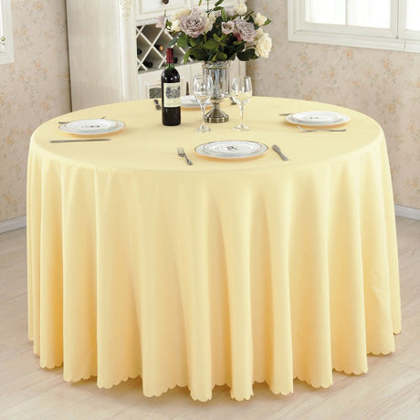 Polyester Round Tablecloth 133" Beige - YauSpark