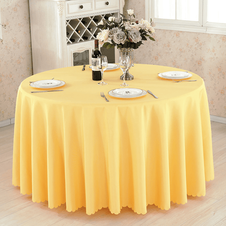Polyester Round Tablecloth 133" Golden - YauSpark