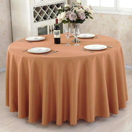 Polyester Round Tablecloth 133" Light Brown - YauSpark
