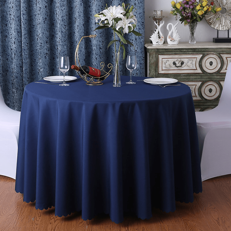 Polyester Round Tablecloth 133" Navy - YauSpark