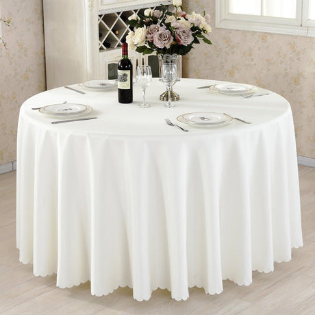 Polyester Round Tablecloth 133" Off - White - YauSpark