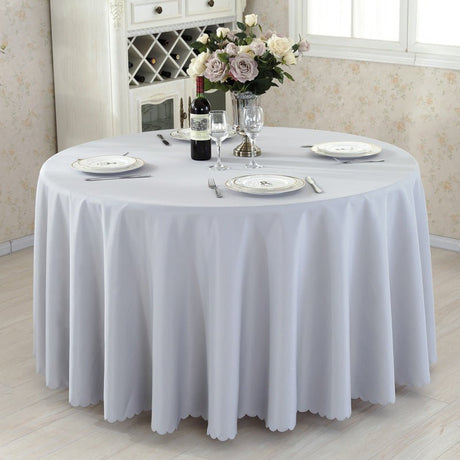 Polyester Round Tablecloth 133" Silver Gray - YauSpark