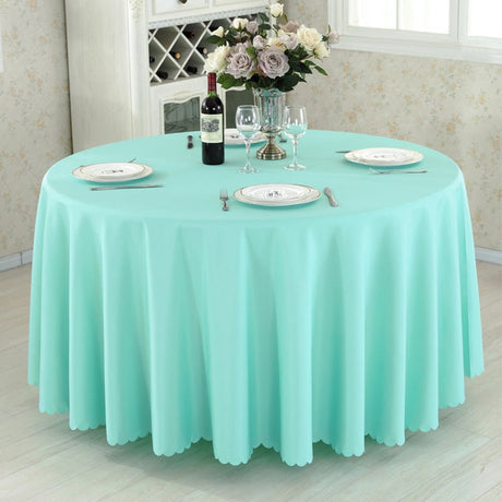 Polyester Round Tablecloth 133" Tiffany Blue - YauSpark