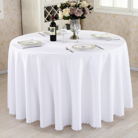 Polyester Round Tablecloth 133" White - YauSpark