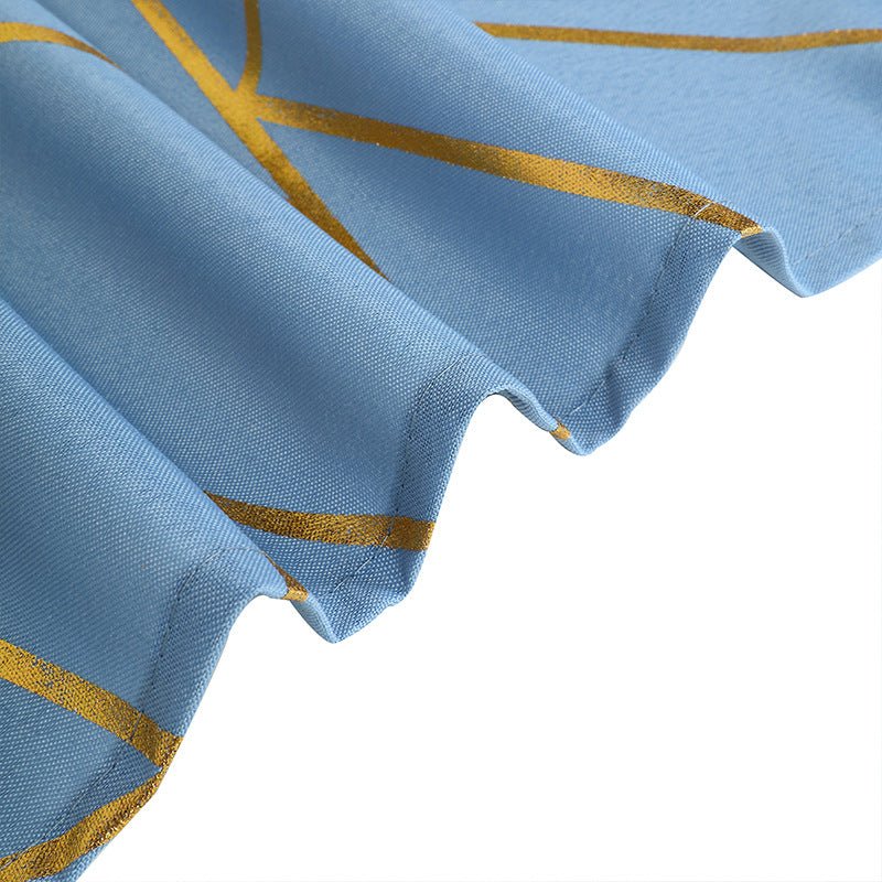 Polyester Round Tablecloth With Gold Foil Geometric Pattern 120" Champagne - YauSpark