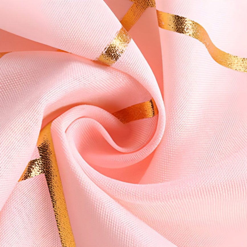 Polyester Round Tablecloth With Gold Foil Geometric Pattern 120" Light Pink - YauSpark