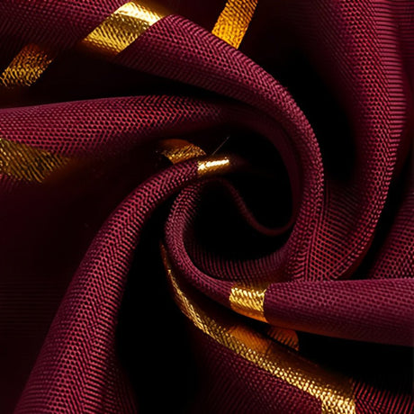 Polyester Round Tablecloth With Gold Foil Geometric Pattern 120" Wine Red - YauSpark