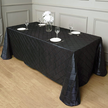 Polyester Solid Color Checkered Tablecloth Rectangle Black - YauSpark