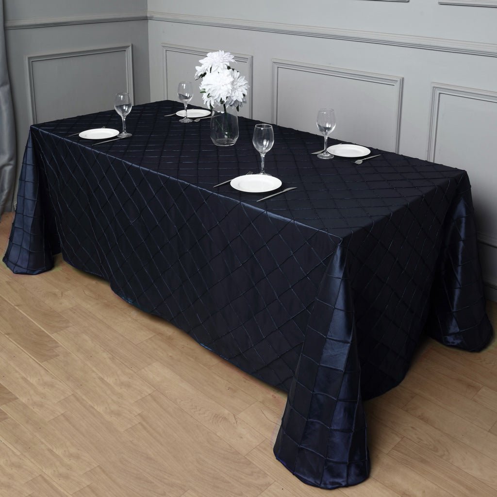 Polyester Solid Color Checkered Tablecloth Rectangle Navy Blue - YauSpark