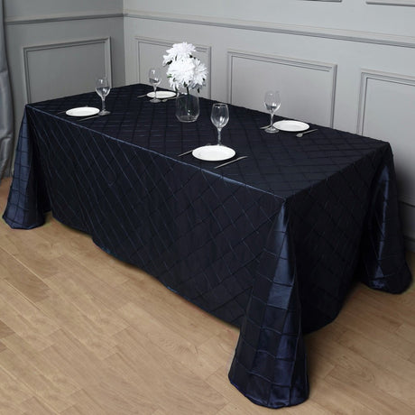 Polyester Solid Color Checkered Tablecloth Rectangle Navy Blue - YauSpark