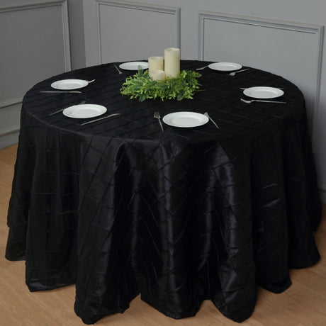 Polyester Solid Color Checkered Tablecloth Round 132" Black - YauSpark