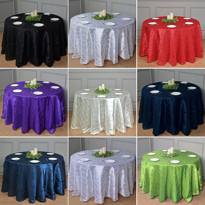 Polyester Solid Color Checkered Tablecloth Round 132" Lake Blue - YauSpark