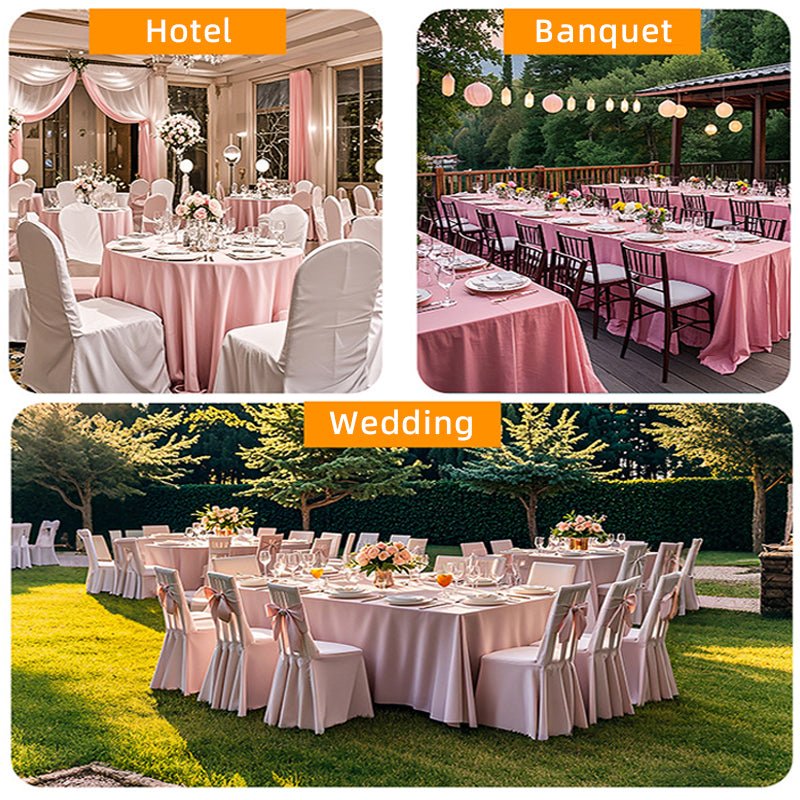 Polyester Solid Color Checkered Tablecloth Round 132" Lake Blue - YauSpark