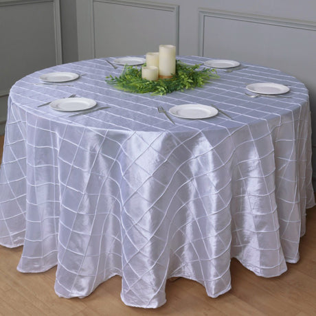 Polyester Solid Color Checkered Tablecloth Round 132" Light Purple - YauSpark