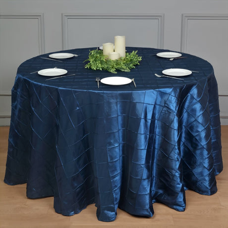 Polyester Solid Color Checkered Tablecloth Round 132" Royal Blue - YauSpark