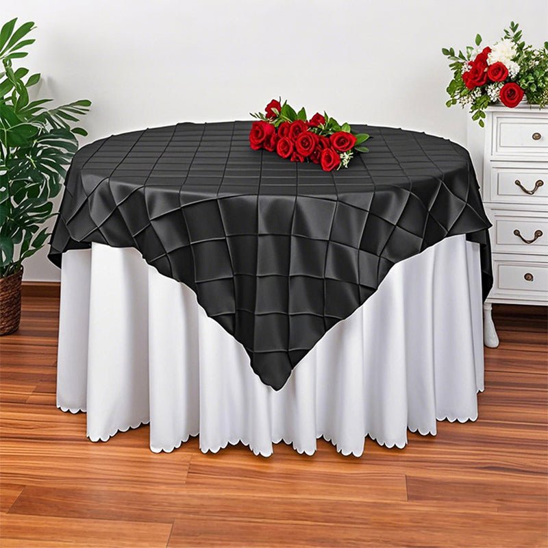 Polyester Solid Color Checkered Tablecloth Square Lake Blue - YauSpark