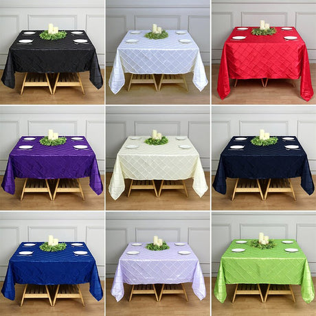 Polyester Solid Color Checkered Tablecloth Square Lake Blue - YauSpark