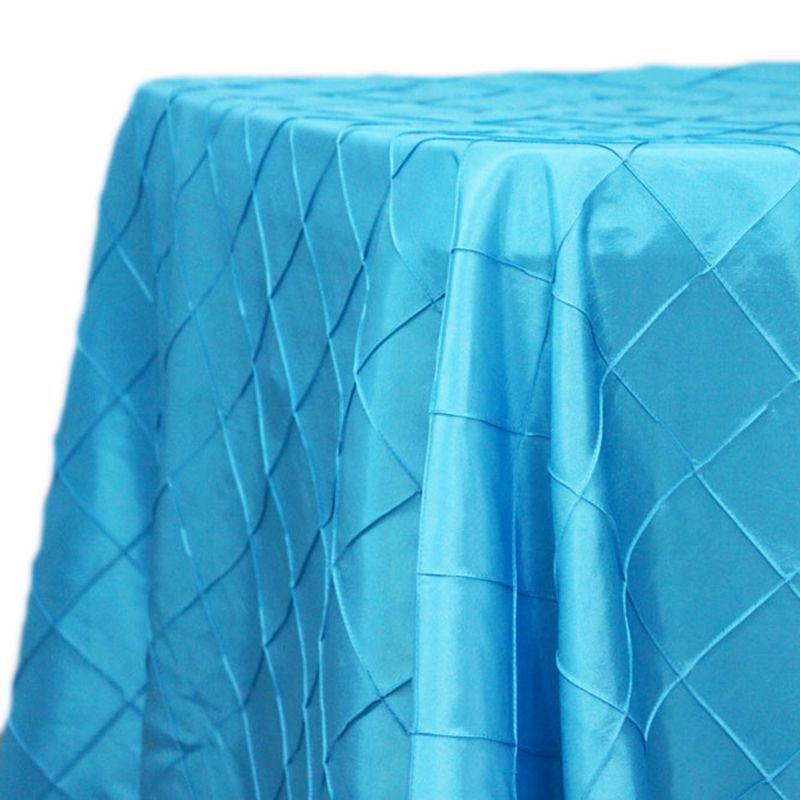 Polyester Solid Color Checkered Tablecloth Square Lake Blue - YauSpark