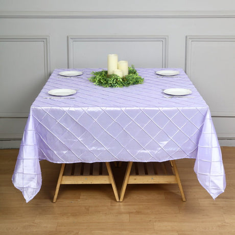 Polyester Solid Color Checkered Tablecloth Square Light Purple - YauSpark