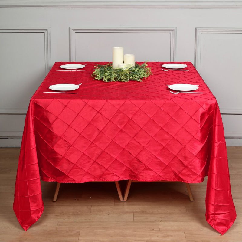 Polyester Solid Color Checkered Tablecloth Square Red - YauSpark