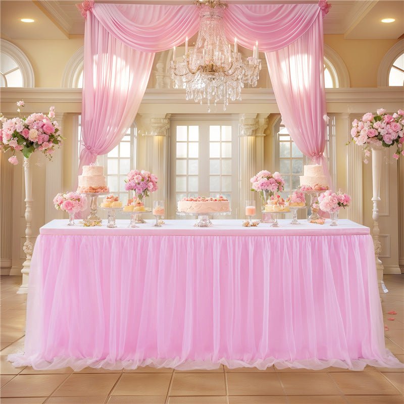 Polyester Table Skirt 14ft Pink - YauSpark