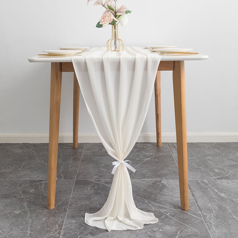 Premium Chiffon Table Runner 10ft Beige - YauSpark