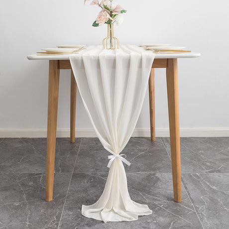 Premium Chiffon Table Runner 10ft Beige - YauSpark