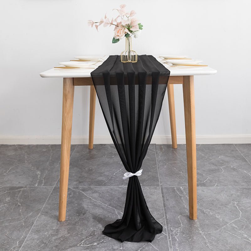 Premium Chiffon Table Runner 10ft Black - YauSpark