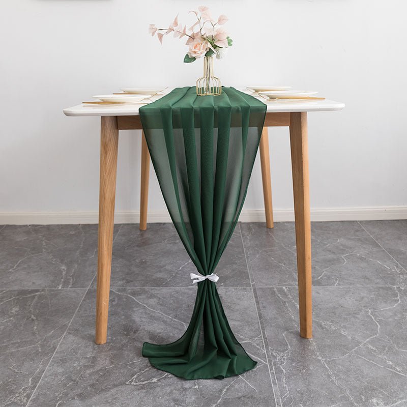Premium Chiffon Table Runner 10ft Dark Green - YauSpark