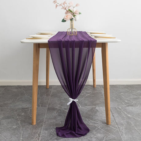 Premium Chiffon Table Runner 10ft Grape Purple - YauSpark