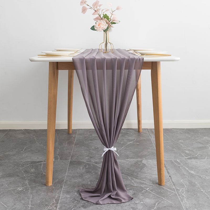 Premium Chiffon Table Runner 10ft Grey - YauSpark