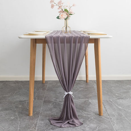 Premium Chiffon Table Runner 10ft Grey - YauSpark