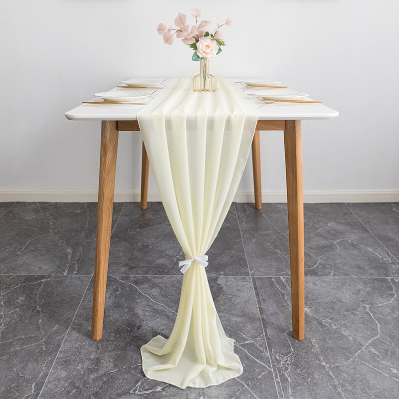 Premium Chiffon Table Runner 10ft Ivory - YauSpark