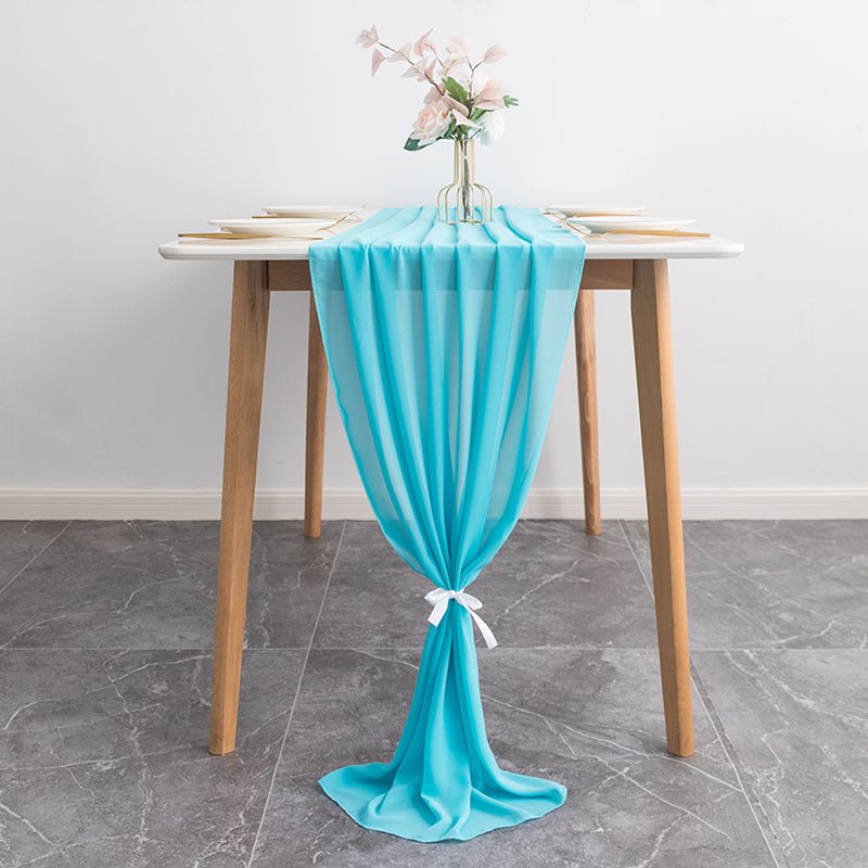 Premium Chiffon Table Runner 10ft Lake Blue - YauSpark