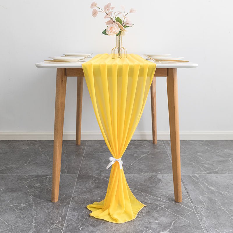 Premium Chiffon Table Runner 10ft Lemon Yellow - YauSpark